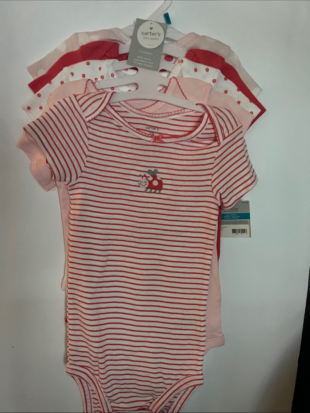 Carter's Pink & White Striped Short-Sleeve Baby Bodysuit - 5 Pack